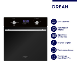 Horno A Gas Empotrable 60 Cm Negro Digital Hgdr601c...
