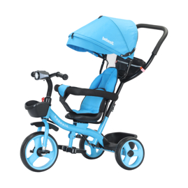 Triciclo  Azul 360° Joy 3 Con Luz Y Barra De Empuje