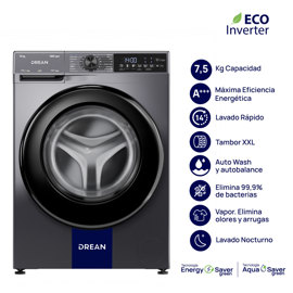 Lavarropas Carga Frontal Inverter 7,5 Kg Gris Lfdr0...