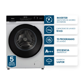 Lavarropas  10Kg Inverter Carga Frontal Blanco Phlf1...