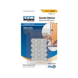 Gancho Adhesivo Chico Cristal Transparente Blister X...
