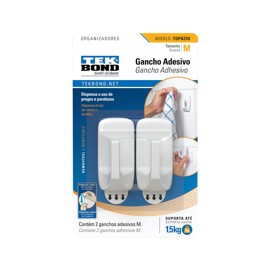Gancho Adhesivo Mediano Topazio Blanco Blister X2 Un...