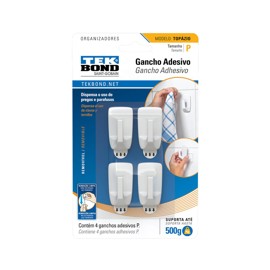 Gancho Adhesivo Chico Topazio Blanco Blister X4 Unid...