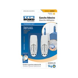 Gancho Adhesivo Zafira Blanco Y Metal Blister X2 Uni...