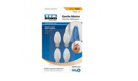 Gancho Adhesivo Chico Ambar Blanco X4 Unidades En Bl...