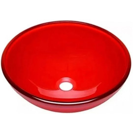 Bacha De Apoyo De Vidrio Redonda Roja 420Mmx145mm
