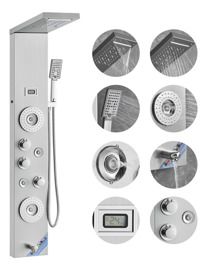 Panel De Ducha Con 6 Modos, Torre Led Y Pantalla, C...