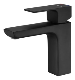 Griferia Monocomando Negro Lavatorio Bajo Arq Mesada