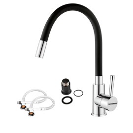 Grifería Cocina Monocomando Cuello Flexible  Cromo