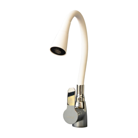 Canilla Monocomando Flexible Pico De Goma Blanco Pr...
