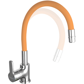 Griferia Cocina Monocomando Naranja Flexible Cromad...