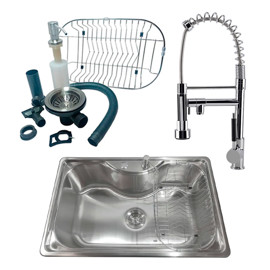 Kit De Baño Bacha Cocina Pileta Simple + Griferia G...