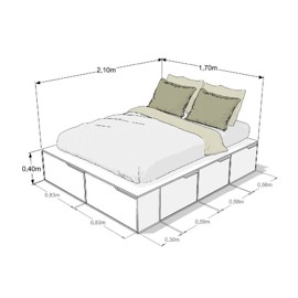 Cama Box Queen 1,60M Con 6 Cajones Y 2 Zapateros Bl...
