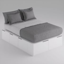 Cama Box  King Con 6 Cajones Y 2 Zapateros Blanco