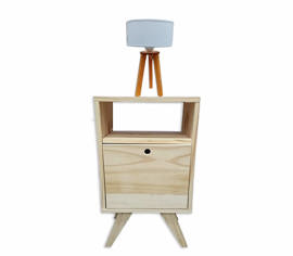 Mesa De Luz Nórdica Con Puerta Mas Velador