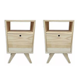 Mesa De Luz Nordica Con Puerta X 2 Combo