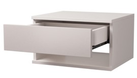 Mesa De Luz Flotante Mesita Colgante Con Cajon Acabado Brillante Blanco