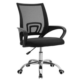 Silla De Oficina  Ergonomica Negra Metalica Premium