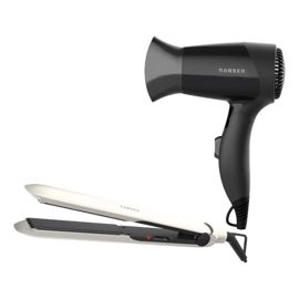 Combo Secador De Cabello Viajero Y Planchita Hd350h...