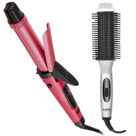 Set De Peluquería Cepillo Alisador + Rizador De Pel...