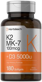 Suplemento De Vitamina D3 K2 5000 Ui 100 Mcg Mk7 18...