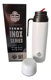 Termo Acero Inoxidable 1 Lts Blanco Con Manija
