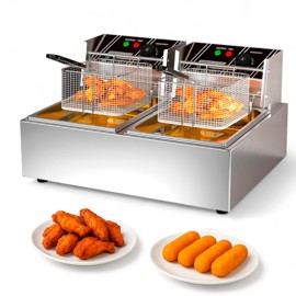 Freidora Eléctrica De Aceite Doble Canasto 20 Lts  