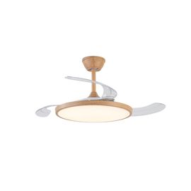 Ventilador De Techo Retractil  Oro Cf307 35W Luz Led Slim Madera