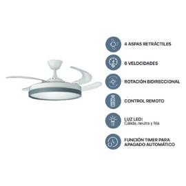 Ventilador De Techo Retráctil Línea Premium Blanco  