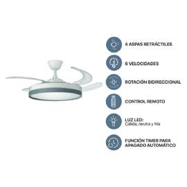 Ventilador De Techo Retráctil Línea Premium Blanco  