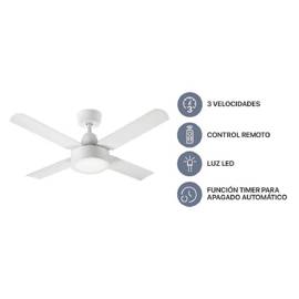 Ventilador De Techo  V5rb Blanco Luz Led Control Remoto  