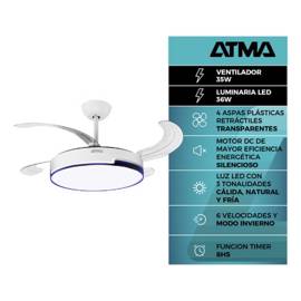 Ventilador De Techo  42 4 Aspas Retráctiles Blanco 1.06 M 50 Plástico Trb42445l