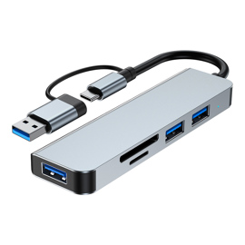 Hub Adaptador 5 En 1 Usb + Tipo C + Sd