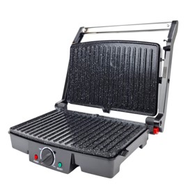 Plancha Parrilla Grill Cerámico C/Tapa Prensa 1500W