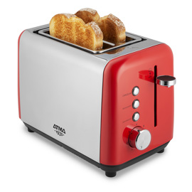 Tostadora Eléctrica Vintage 7 Niveles Roja Inox Toa...