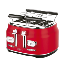 Tostadora Eléctrica Retro 6 Niveles 4 Rodajas Roja