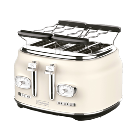 Tostadora Eléctrica Retro 6 Niveles 4 Rodajas Blanc...