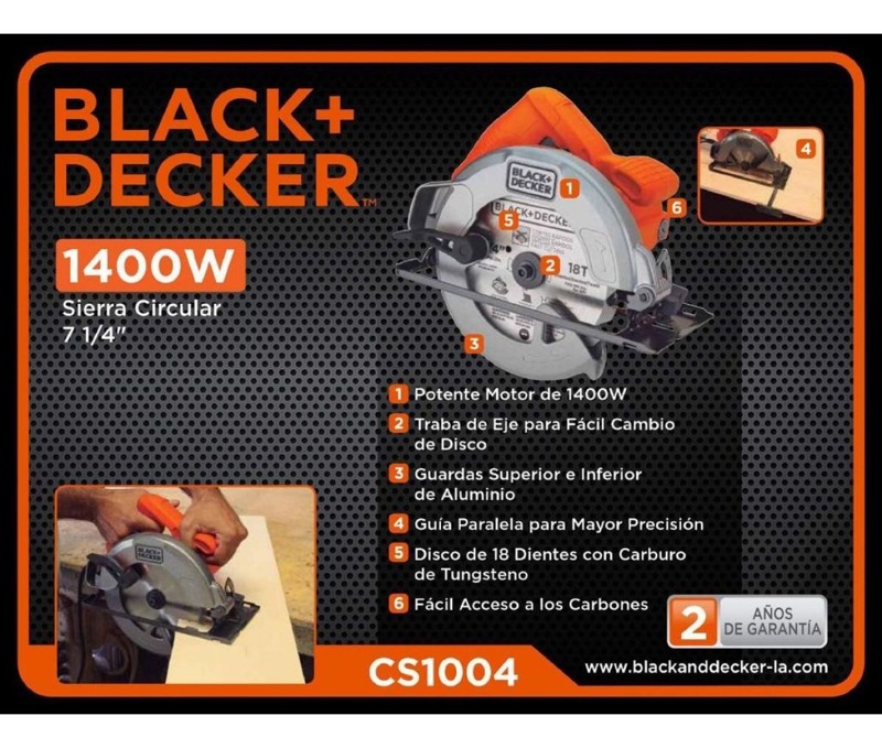 Sierra circular eléctrica Black+Decker CS1004 184mm 1400W 50Hz - BLACK ...