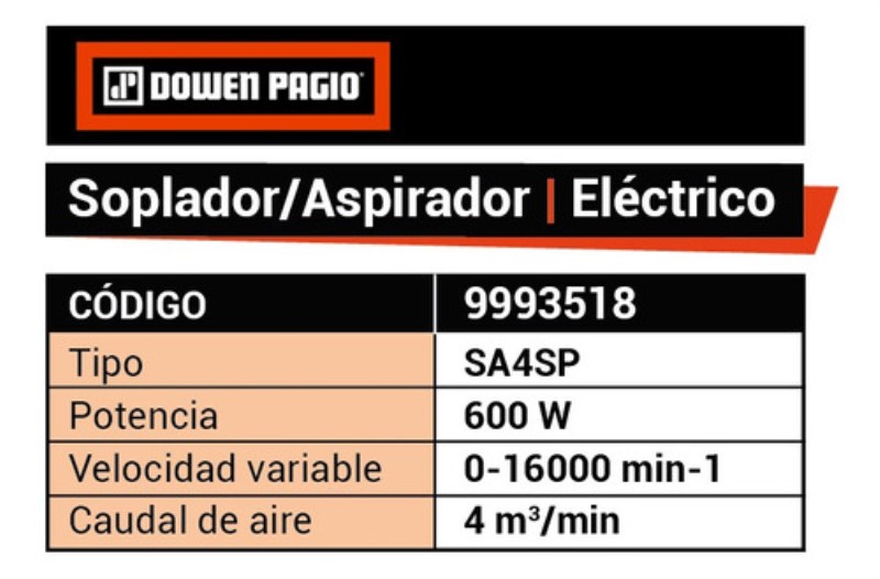 SOPLADOR ASPIRADOR ELÉCTRICO 600 WATTS
