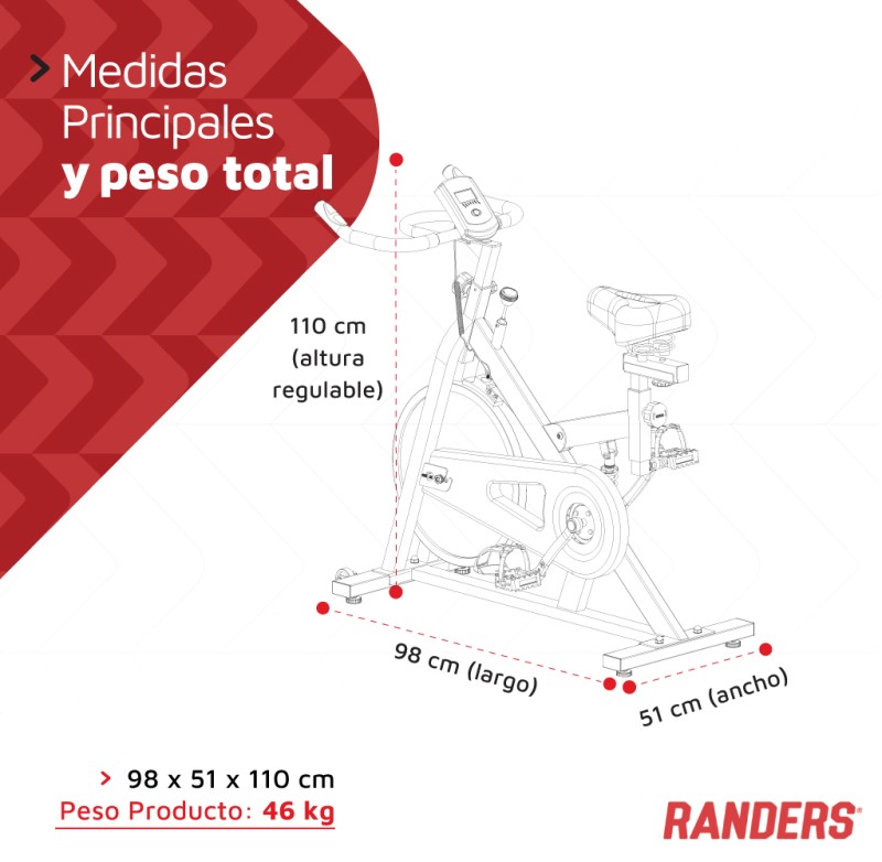 Bicicleta Fija De Spinning Con Bandas Y Disco 18kg Randers