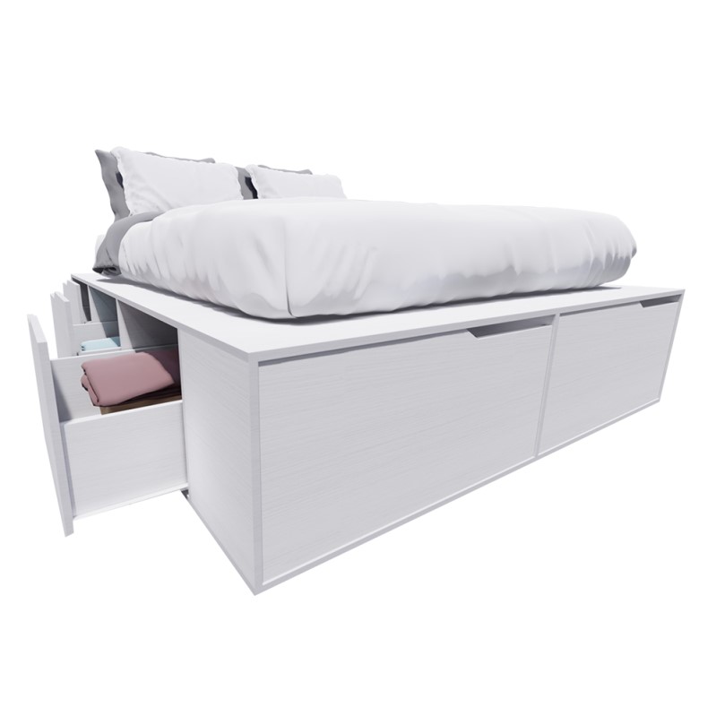 Cama Box EMC 2 Plazas 1,40m con 6 Cajones y 2 Zapateros Blanco - EMC CAMAS  Y CUCHETAS - Megatone