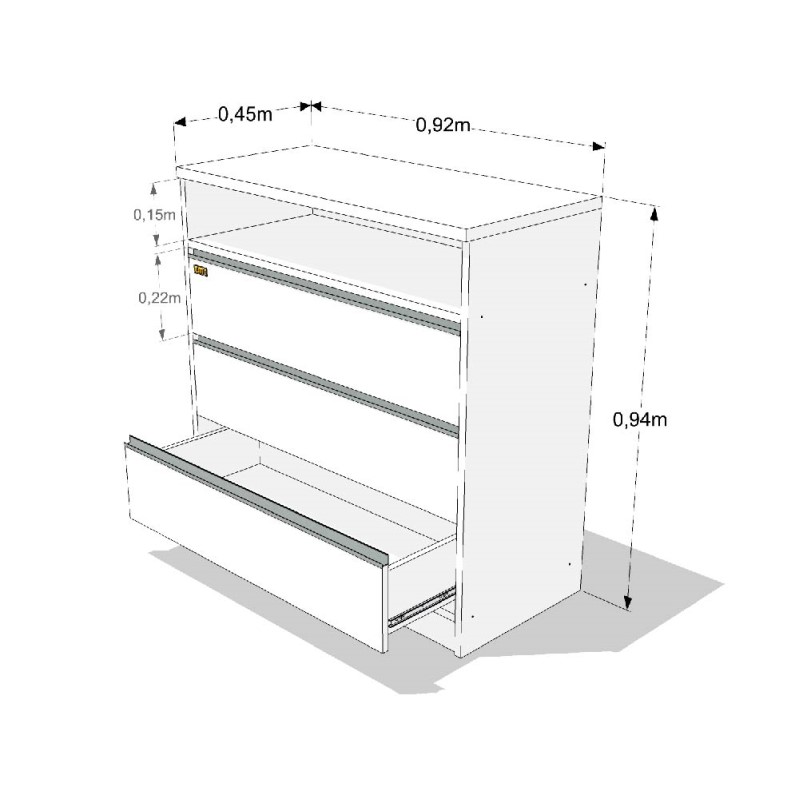 Cómoda EMC con 3 Cajones Blanco EMC COMODAS Y CAJONERAS Megatone