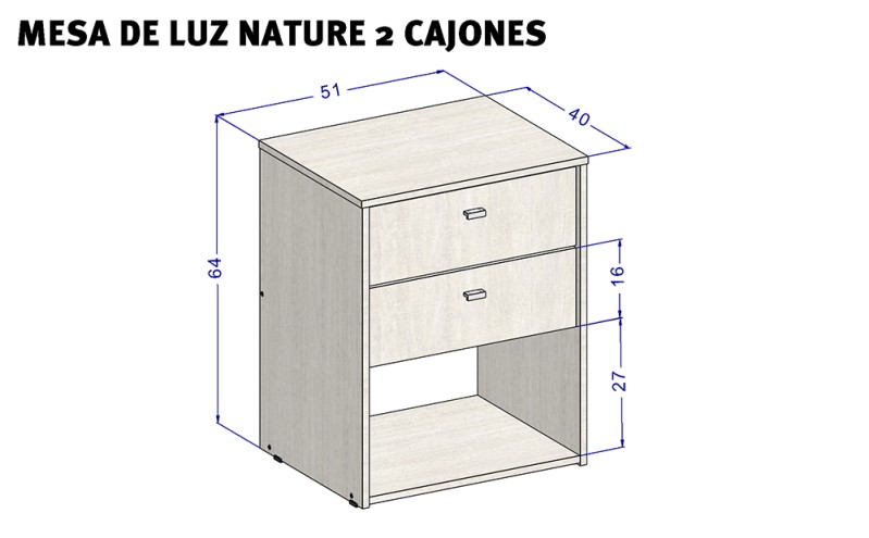 posición Obediente Desgastar Mesa De Luz Nature 2 Cajones Blanco - Mosconi Mesas De Luz - Megatone