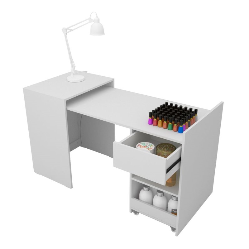 ESCRITORIO PLEGABLE EXTENSIBLE MULTIUSO MESA MANICURA BLANCO - MUEBLES  CORSA ESCRITORIOS - Megatone