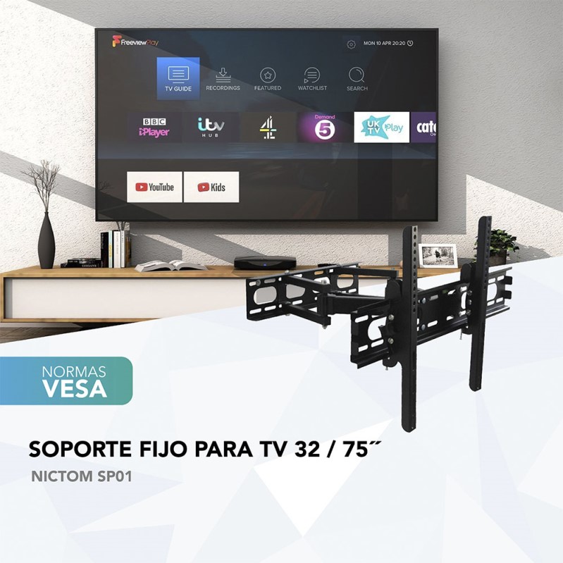 Soporte Tv/Monitor Doble Brazo de Pared Nictom SP01 32 a 75