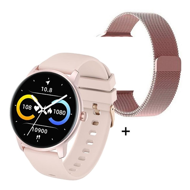 Reloj Inteligente Mujer Smartwatch Nictom Sumergible + Malla Metal Rosa De Regalo - Nictom Smart Fitness Watch - Megatone