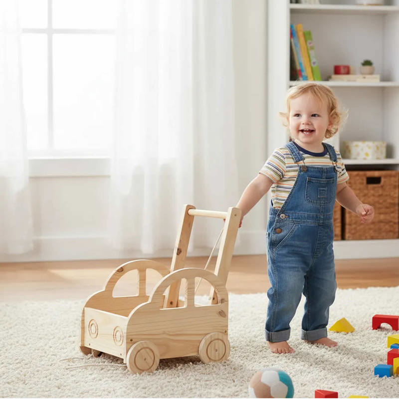 Carrito De Arrastre Autito De Madera Montessori MUNDO PINO