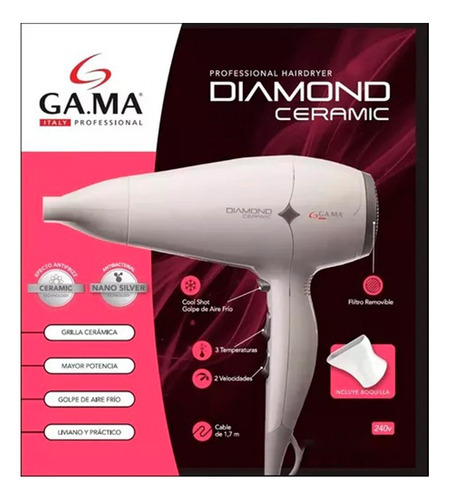 Secador De Pelo Gama Diamond Ceramic Con Filtro Removible - GA.MA ITALY ...