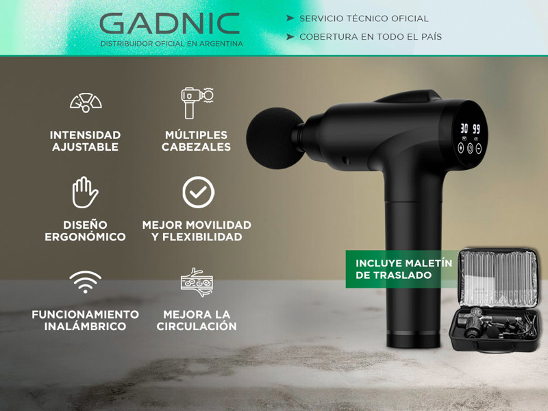 Pistola Masajeadora Muscular Gadnic Inalámbrica GADNIC