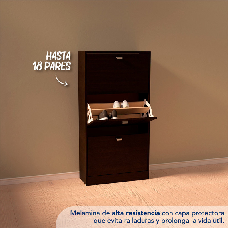 Zapatero B18 Wengue CENTRO ESTANT ORGANIZADORES DE CALZADO Megatone